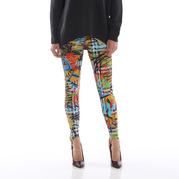 Burberry Graffiti Print Check Jersey Leggings - Picture 5 of 7